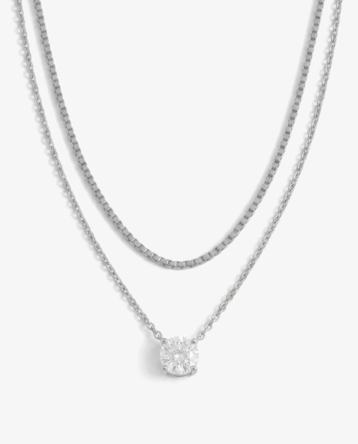 Everyday Solitaire & Box Necklace Set