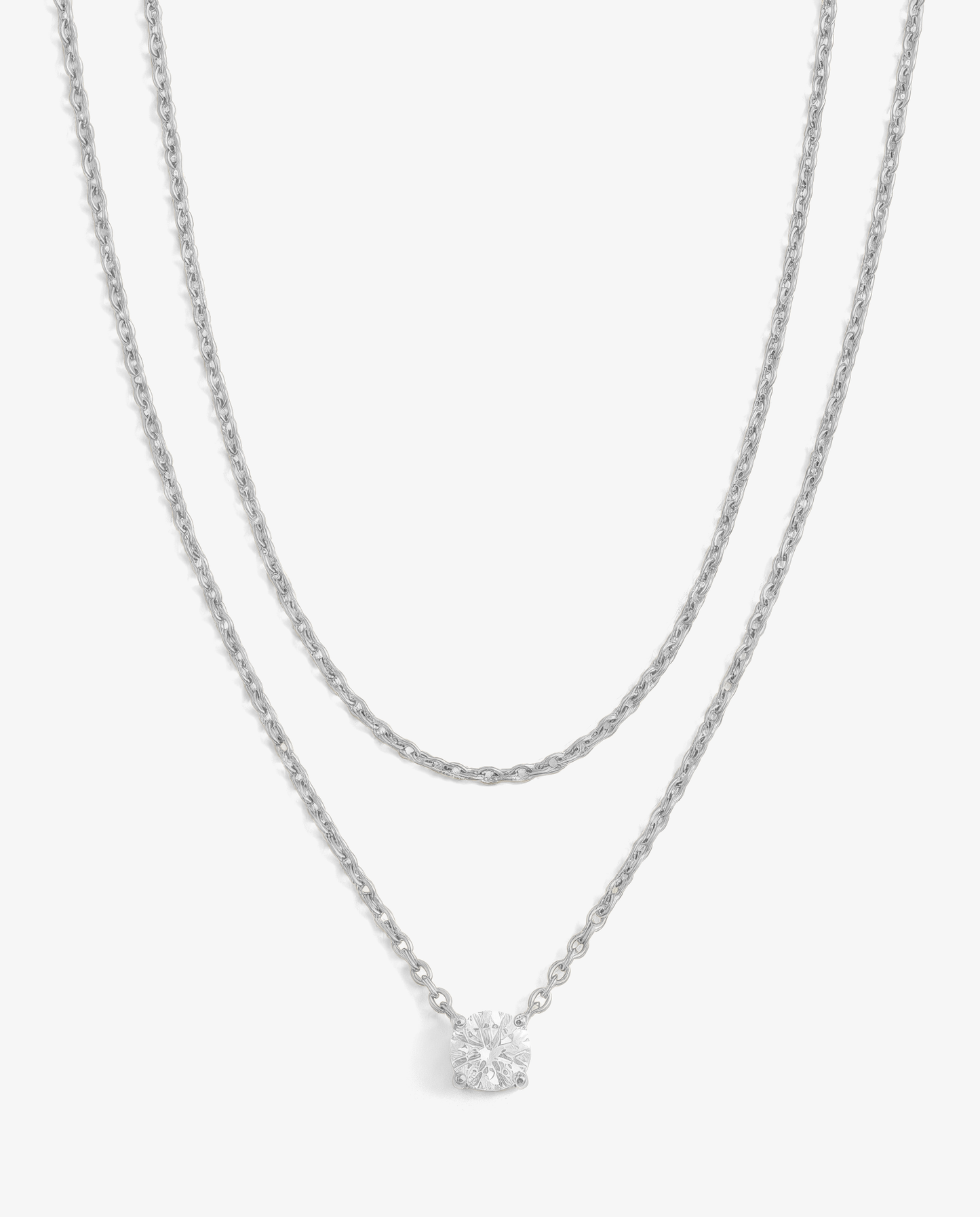 Everyday Solitaire & Cable Necklace Set