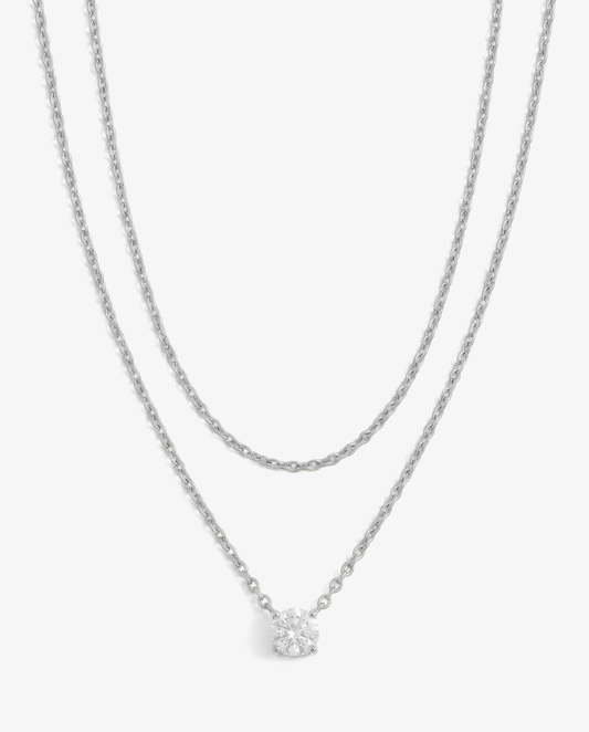 Everyday Solitaire & Cable Necklace Set