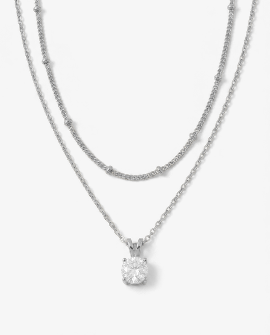Solitaire & Satellite Necklace Set