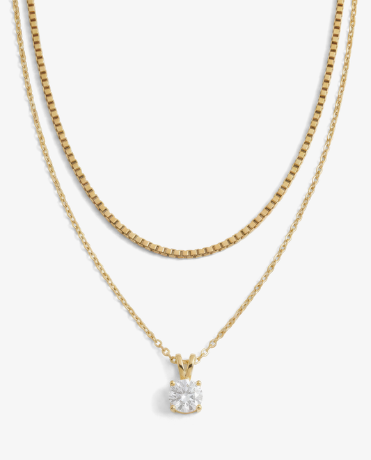 Solitaire & Box Necklace Set