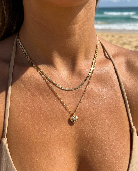 Tiny Heart & S-Chain Necklace Set