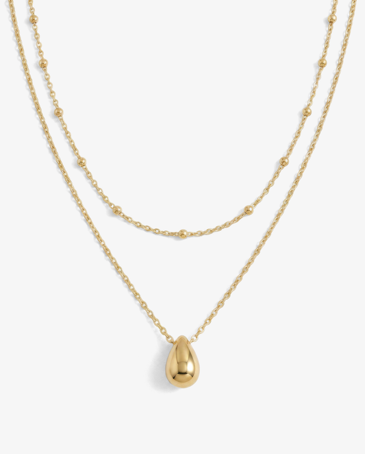 Pear & Beaded Cable Necklace Set