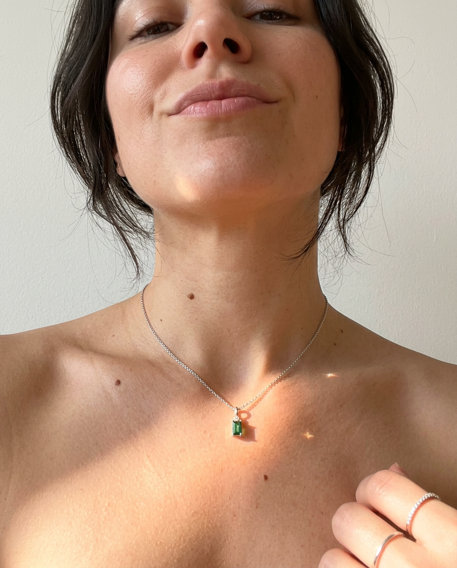 Emerald Baguette Pendant Necklace