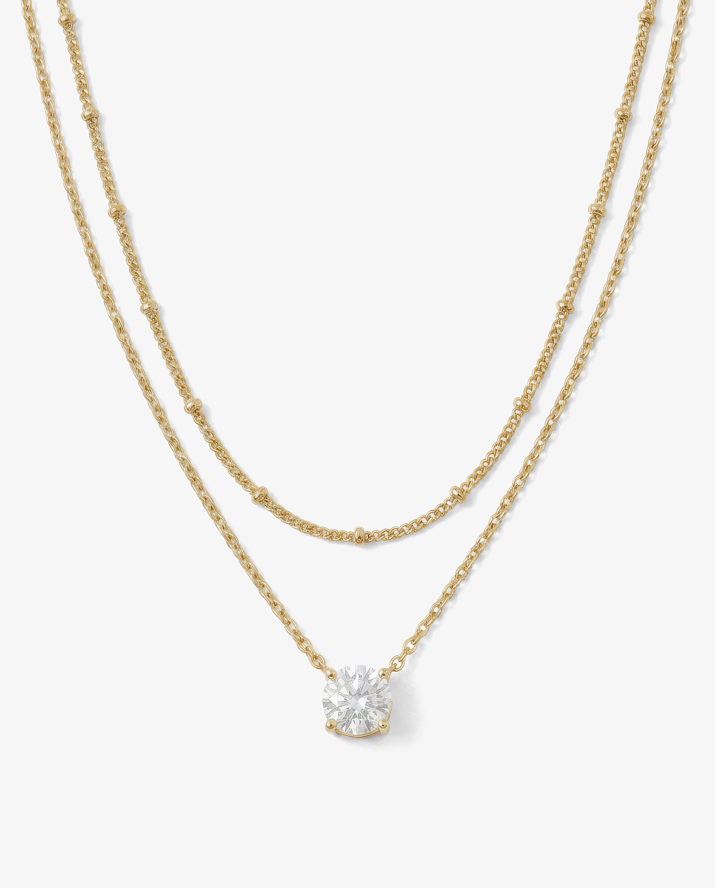 Everyday Solitaire & Satellite Necklace Set