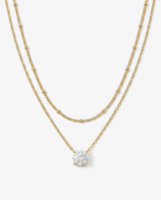 Everyday Solitaire & Satellite Necklace Set