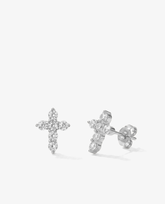 Sterling Cross Studs