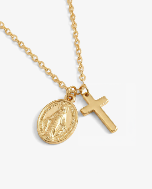 Mary & Cross Necklace